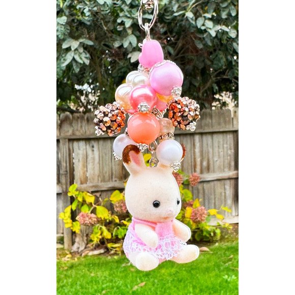 Calico Critters Pink Baby Bunny Keychain Purse Bag Charm - Picture 2 of 7